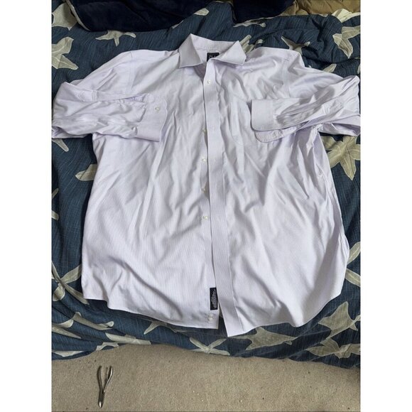 Jos A Banks Mens Size 17.5 Tailored Fit Purple Long Sleeve Button Up Shirt - Picture 1 of 5